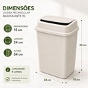 Ver imagem 4 de Lixeira Basculante Marmorizada 9L Plástico Retangular Compacta Decorada Branco Cozinha Banheiro