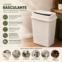Ver imagem 3 de Lixeira Basculante Marmorizada 9L Plástico Retangular Compacta Decorada Branco Cozinha Banheiro