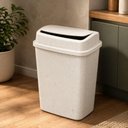 Ver imagem 1 de Lixeira Basculante Marmorizada 9L Plástico Retangular Compacta Decorada Branco Cozinha Banheiro