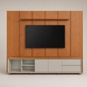 Ver imagem 4 de Painel Completo com Rack Celeste 75" 100% MDF com Portas Toque Off White Belaris Móveis