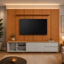 Ver imagem 1 de Painel Completo com Rack Celeste 75" 100% MDF com Portas Toque Off White Belaris Móveis