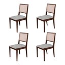 Ver imagem 1 de Conjunto com 4 Cadeiras de Jantar Estofada Suellen em Madeira e Mdf Castanho Linho Cinza Prata