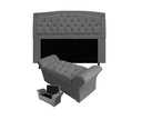 Ver imagem 1 de Cabeceira Geovana e Calçadeira Veneza Baú Casal 140cm Suede Cinza - LM DECOR