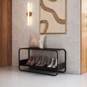 Ver imagem 1 de Sapateira com Banco Orgânica Curva 90cm com Pé Metal 100% BP Luna Preto