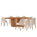 Ver imagem 1 de Mesa de Jantar Suiça 220cm Madeira Tampo Laminado Orgânico Linho Off / Imbuia Nat.