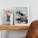 Ver imagem 1 de Quadro Moderno Flores Cinza 33x24cm:moldura Branca