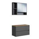 Ver imagem 2 de Conjunto para Banheiro Gabinete Suspenso 80cm com Espelheira Belarus Preto/Grafite