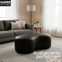 Ver imagem 2 de Puff Feijão Curvo Corino Preto 80x45 Minimalista Resistente Luxo