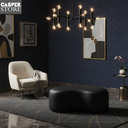 Ver imagem 3 de Puff Feijão Curvo Corino Preto 80x45 Minimalista Resistente Luxo