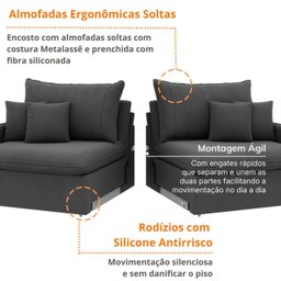 Sofá Cama Retrátil e Reclinável 200cm Madri Movenzo Estofados Veludo - 4