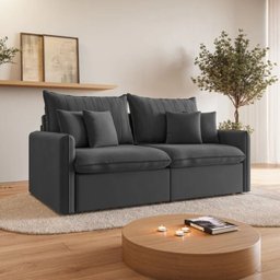 Sofá Cama Retrátil e Reclinável 200cm Madri Movenzo Estofados Veludo - 1