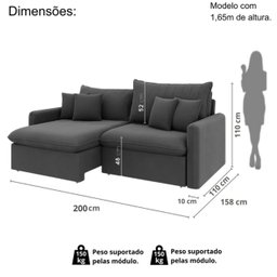 Sofá Cama Retrátil e Reclinável 200cm Madri Movenzo Estofados Veludo - 3