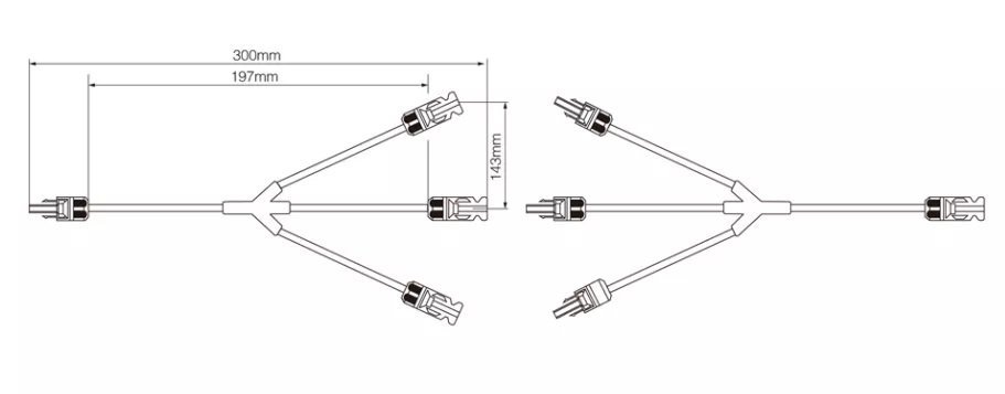 Conector MC4 3 vias 3x1 Painel Energia Solar Tipo Y Cabo - 4