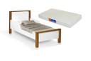 Ver imagem 1 de Cama Juvenil Branco Marrom com Colchão Mdf e Pés de Madeira com Colchão