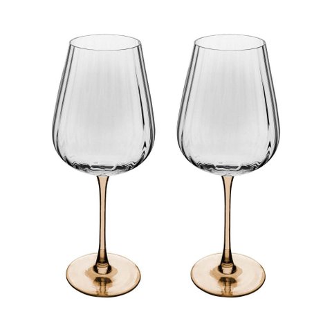 Kit 2 Taças de Vinho de Vidro com Haste Âmbar Classic 560ml