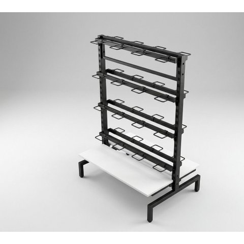 Arara Industrial para Loja Conjunto Expositor Central com 8 Travessa e 32 Suporte de Calçados