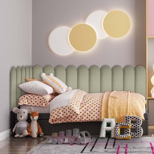 Kit 15 Placas Cabeceira Nuvem Estofada para Cama Box - Módulo 20 Cm X 60 Cm:bege