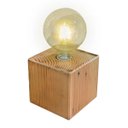 Ver imagem 2 de Luminária de Mesa Dijon Industrial Cubo 12x12 em Madeira Maciça