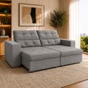 Ver imagem 1 de Sofá Retrátil Reclinável 2m 3 Lugares Veludo Turim Conforto - Cinza