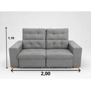 Ver imagem 2 de Sofá Retrátil Reclinável 2m 3 Lugares Veludo Turim Conforto - Cinza