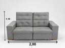 Ver imagem 2 de Sofá Retrátil Reclinável 2m 3 Lugares Veludo Turim Conforto - Cinza