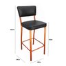 Banqueta Alta Cobre Assento Estofado Preto - 4 Unidades - 4