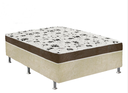 Ver imagem 1 de Cama Box Casal Suede Bege + Colchão Casal Suede Marrom Espuma 138x188x55