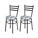Ver imagem 5 de 2 Cadeiras para Cozinha Epoxi Preta Assento Floral Cor:floral Branco
