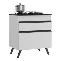 Balcão Cozinha para Cooktop 70cm 1 Porta 1 Gaveta Veneza Multimóveis V3706 Branco/Preto - 2
