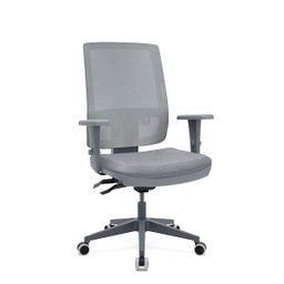Cadeira de Escritório Presidente Brizza Braços 3D Backplax Assento Crepe Piramidal Cinza - Plaxmetal - 1