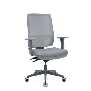 Cadeira de Escritório Presidente Brizza Braços 3D Backplax Assento Crepe Piramidal Cinza - Plaxmetal