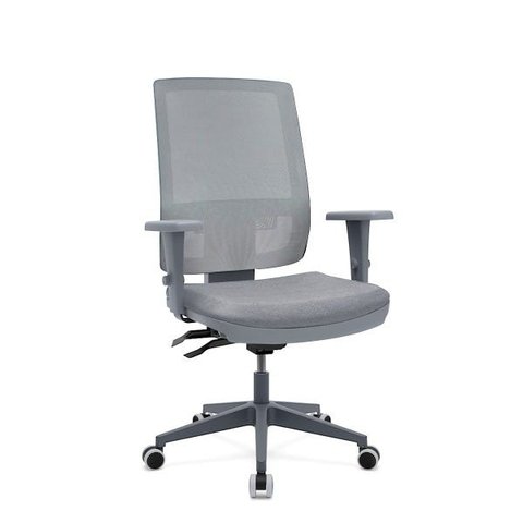 Cadeira de Escritório Presidente Brizza Braços 3D Backplax Assento Crepe Piramidal Cinza - Plaxmetal