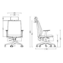 Cadeira de Escritório Presidente Addit Back com Apoio Cabeça -frisokar - 3
