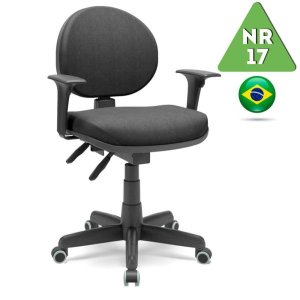 Cadeira de Escritório Executiva Operacional Lisa Backsystem Poliéster Plaxmetal Preto