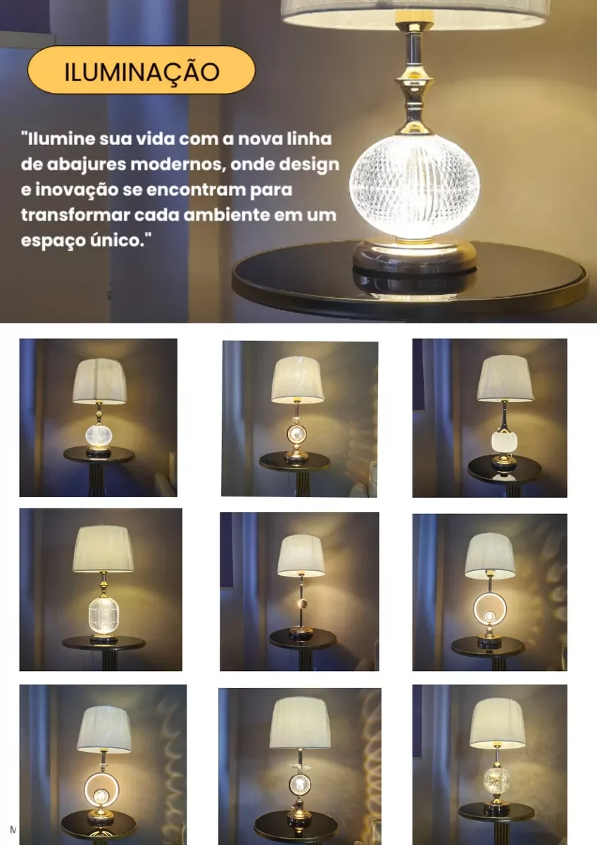 Ver imagem 7 de Abajur Luminária Quarto Sala Rosé Gold Globo Moderno 54x30