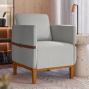 Linho Cinza Claro/Corino Caramelo