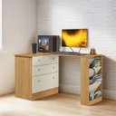 Ver imagem 2 de Mesa Escrivaninha Cômoda Giratória Gamer e Estudo Mdp Freijo/off-white