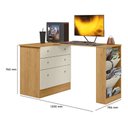 Ver imagem 3 de Mesa Escrivaninha Cômoda Giratória Gamer e Estudo Mdp Freijo/off-white