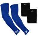 Ver imagem 7 de Kit Joelheira Volêi Com Manguito Longo Tm7 Preto/Azul G/GG