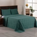 Ver imagem 3 de Kit Cobre Leito Colcha Speciale Casal Matelado Toque Acetinado 400 Fios 3 Peças Verde