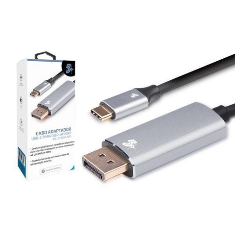 Cabo Adaptador Usb C para Displayport Macho 4k Ultra Hd - 1.8m - 5+