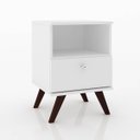 Ver imagem 2 de Mesa de Cabeceira Retrô 40 X 58 Cm Gaveta Mdp Branco - Clicklar