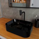 Ver imagem 2 de Cuba Pia Banheiro Oxford Torneira Inox Valvula Click Black Preto Brilho