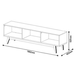 Rack com Painel Classic com 2 Gavetas 180cm Nature com Off White - Imcal Móveis - 6