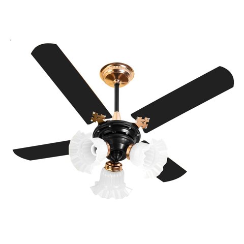 Ventilador De Teto New Zeta 4 Pás De MDF Preto/Cobre 127v Venti-Delta
