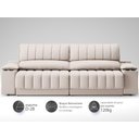 Ver imagem 4 de Sofá com Porta Copos Carregador USB Ret Rec Murano 2,50m Velosuede Areia - NETSOFAS