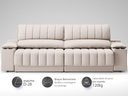 Ver imagem 4 de Sofá com Porta Copos Carregador USB Ret Rec Murano 2,50m Velosuede Areia - NETSOFAS