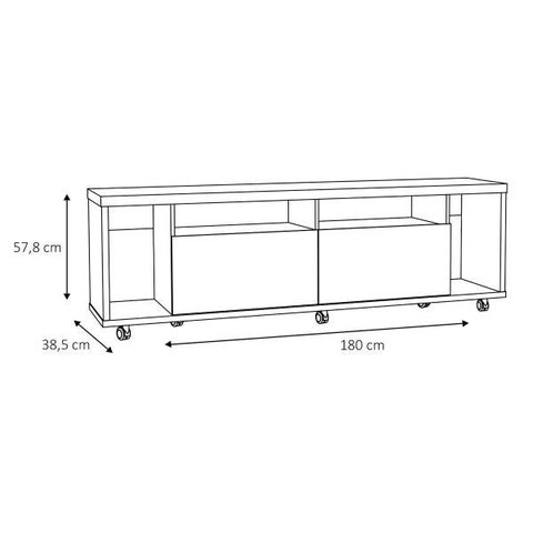 Rack para TV Arizona 180cm Branco Brilho - Móveisaqui