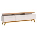 Ver imagem 5 de Rack com Painel Classic com 3 Gavetas 220cm Nature com Off White - Imcal Móveis