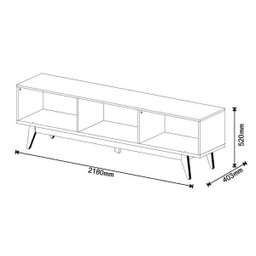 Rack com Painel Classic com 2 Gavetas 220cm Nature com Off White - Imcal Móveis - 6
